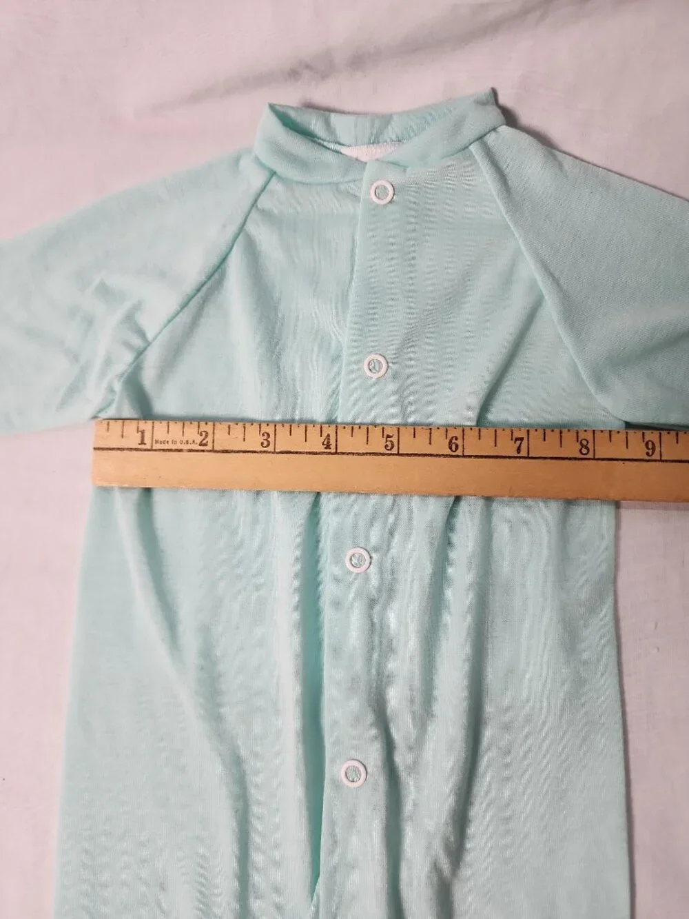 Sleepy Dreams Mint Green Footed Sleeper Pajamas Medium 12-18 lbs USA VTG